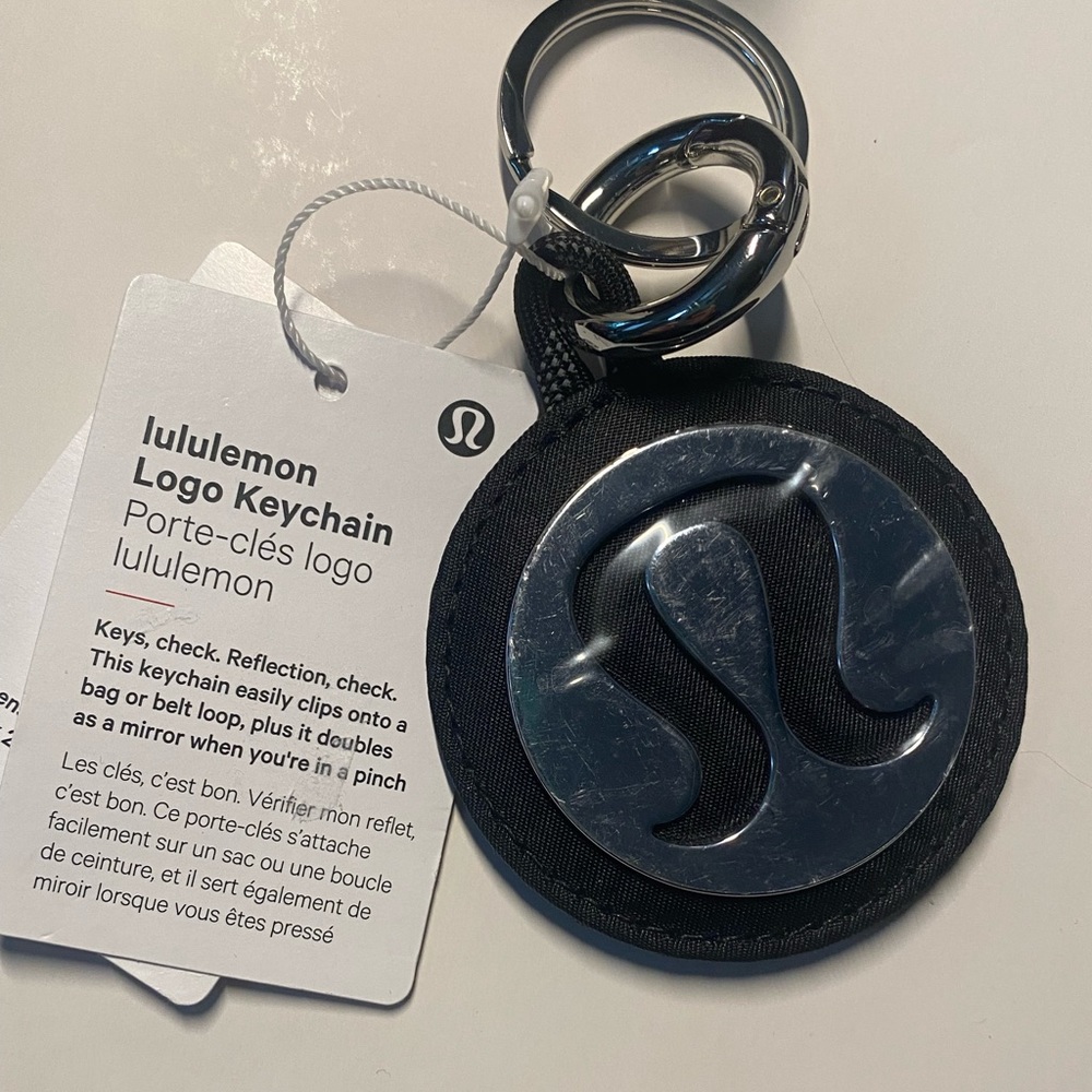 NWT Lululemon Logo Bag Charm & Keychain | Silver/Black